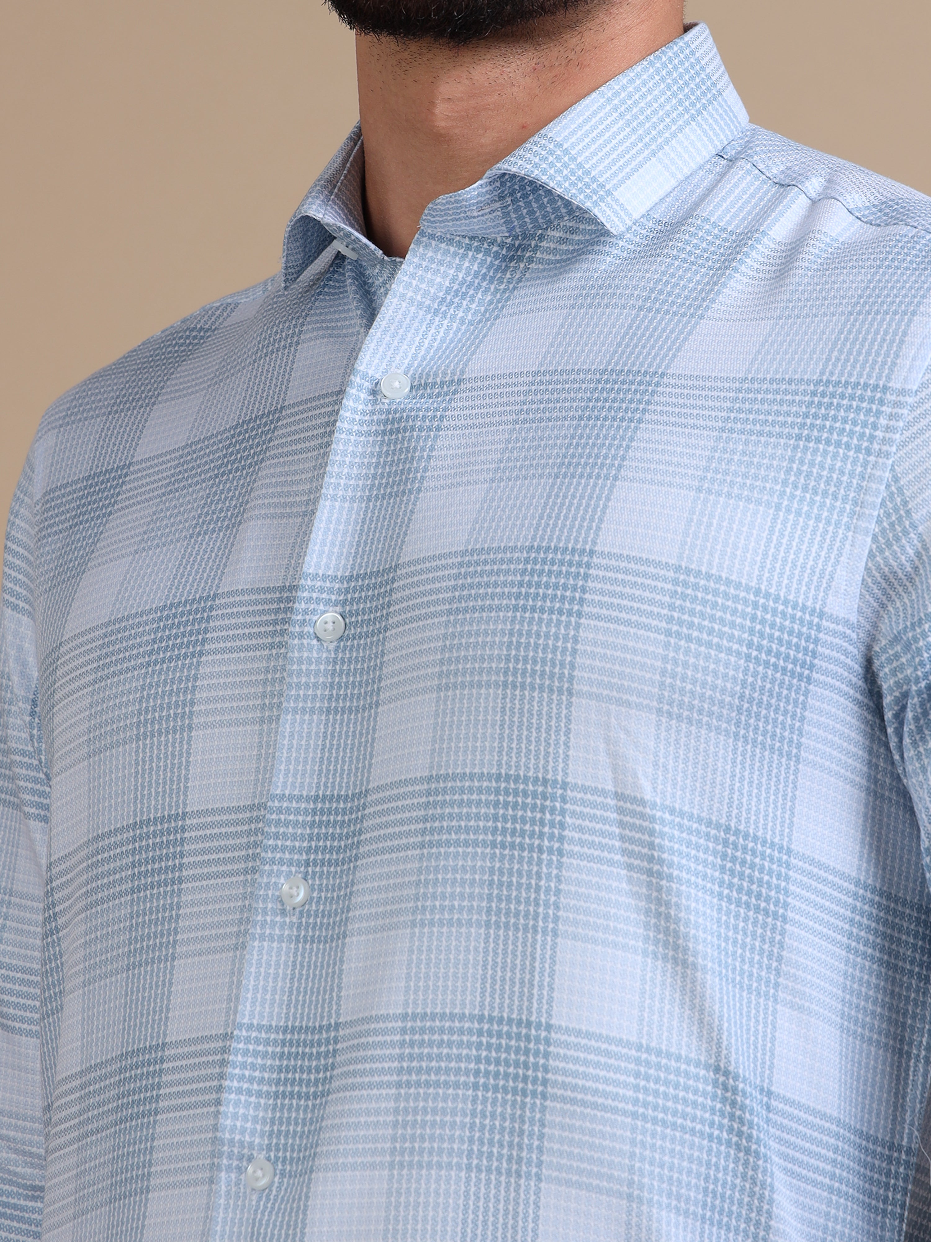 Satire Blue Formal Check Shirt