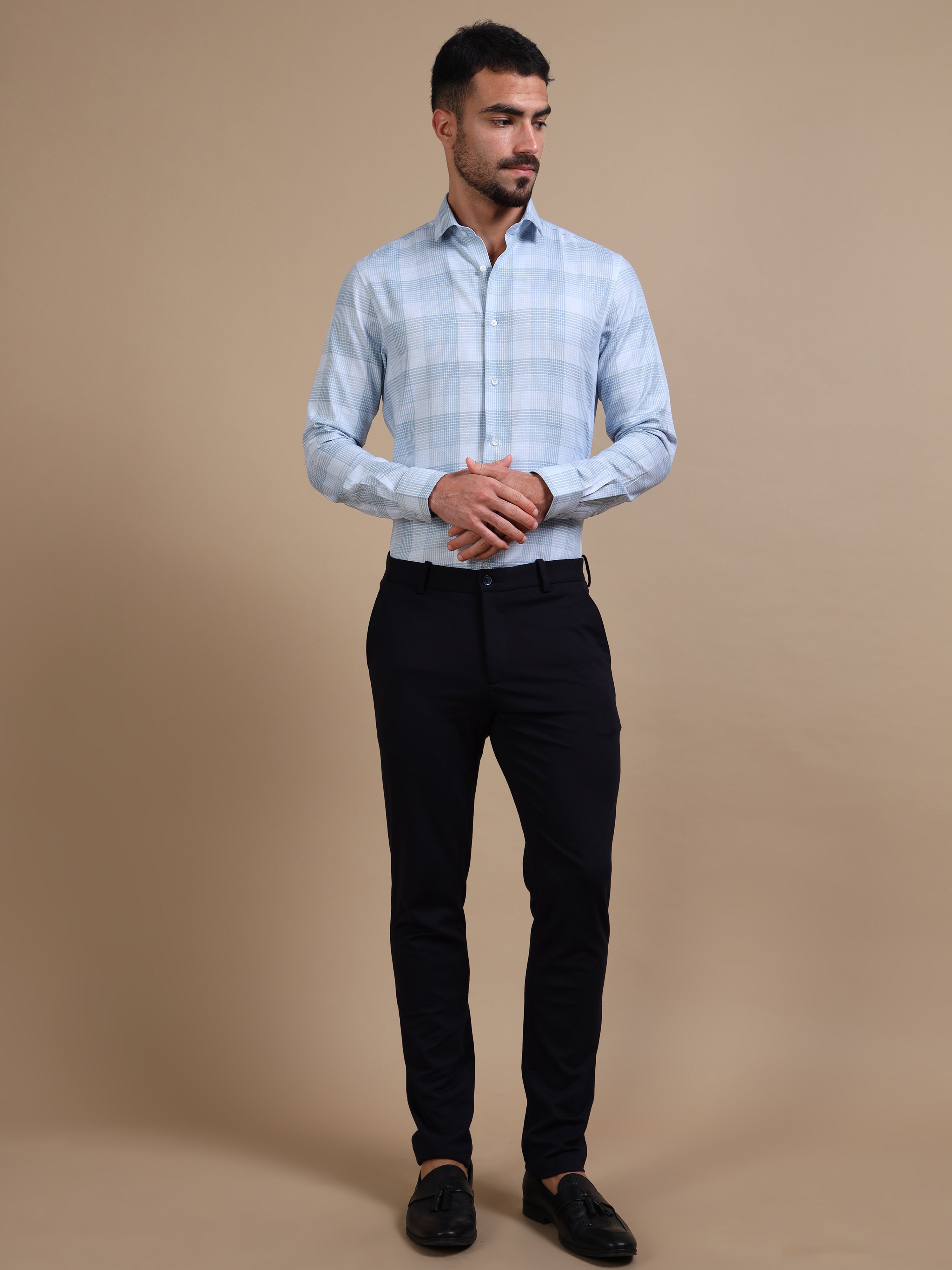 Satire Blue Formal Check Shirt