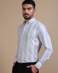 Grey Broad Stripe Formal Shirt