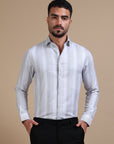 Grey Broad Stripe Formal Shirt