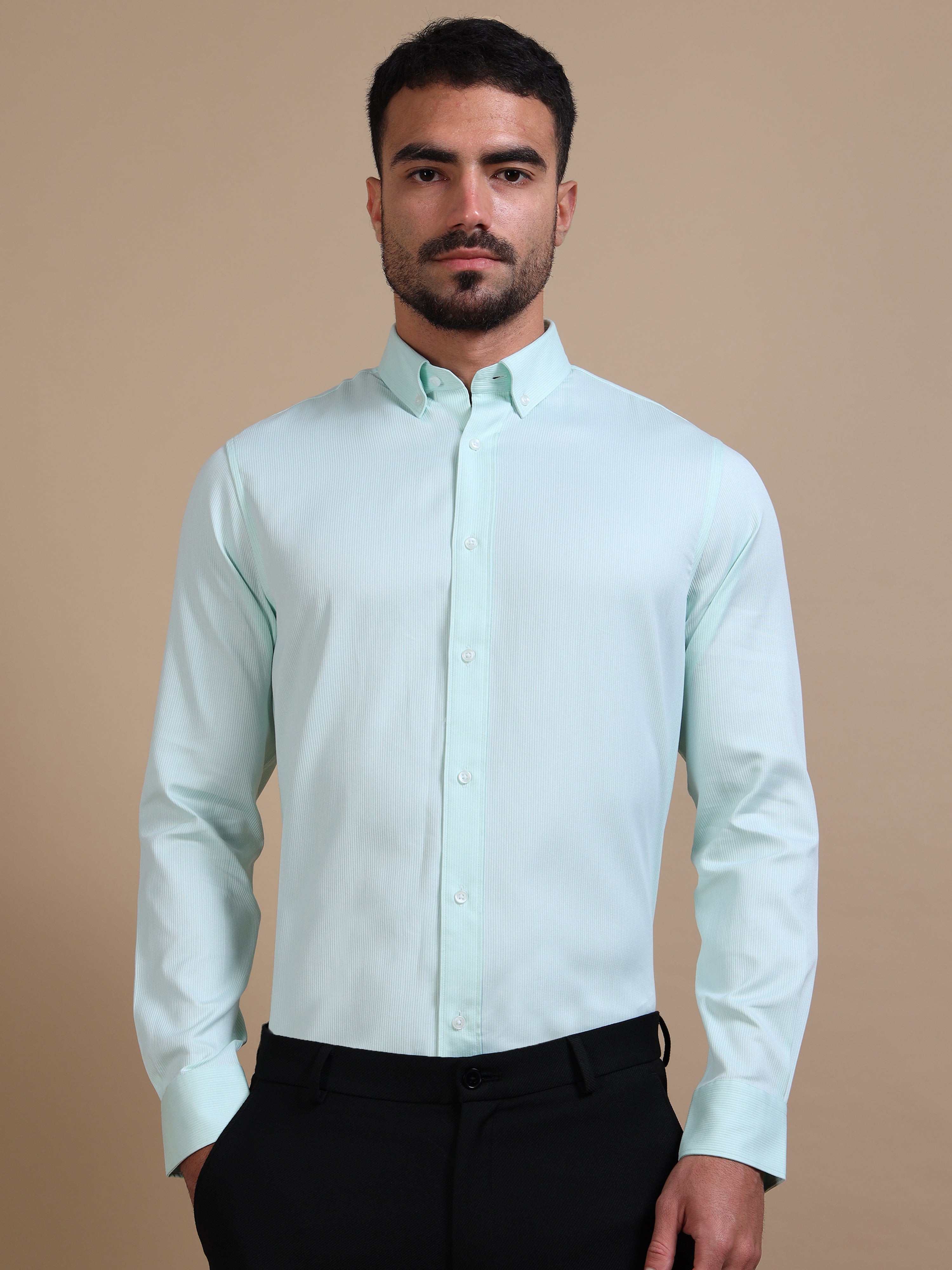 Green Zen Button-down Stripe Shirt