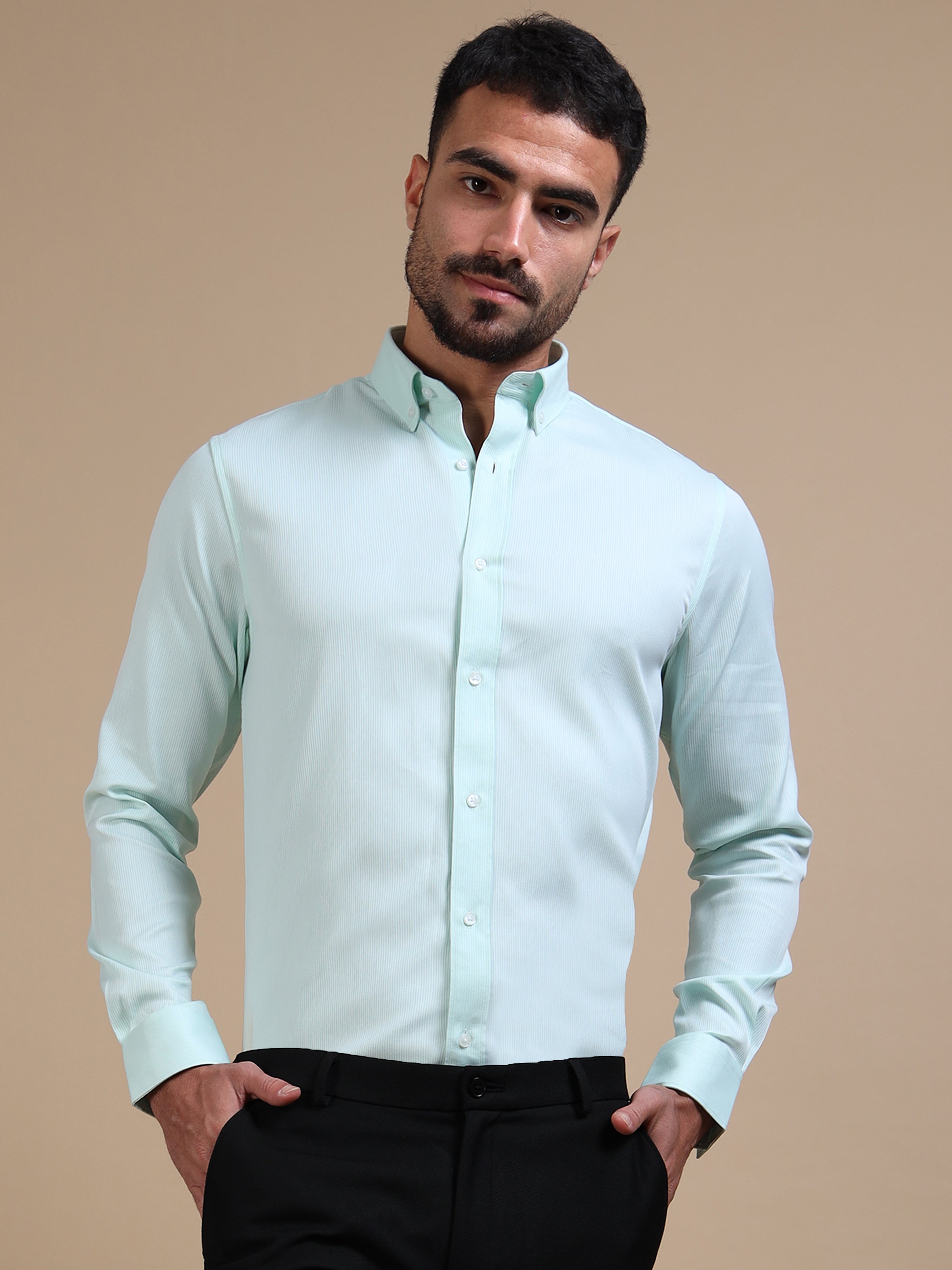 Green Zen Button-down Stripe Shirt