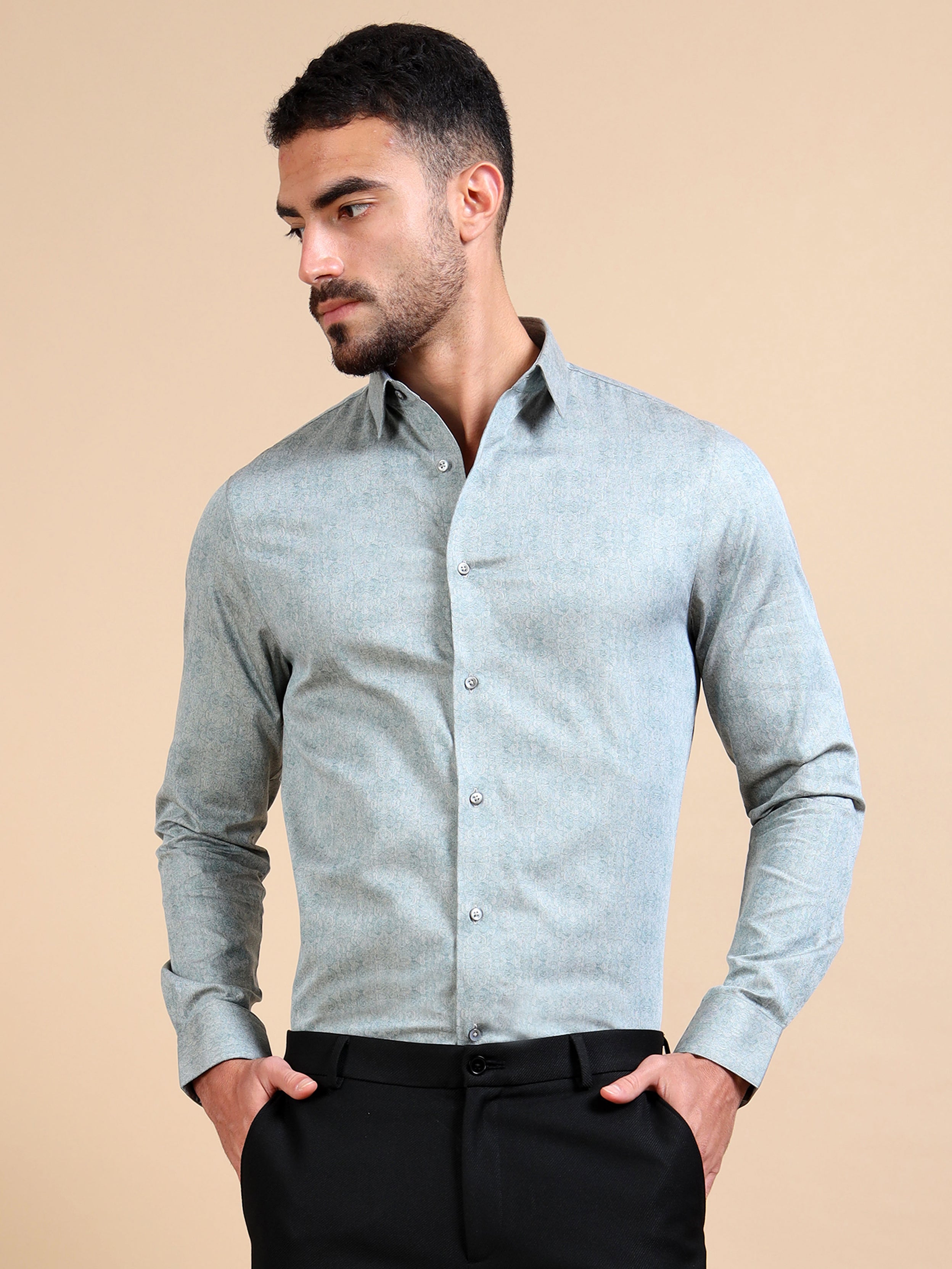 Blue Antique Jacquard Premium Shirt