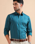 Teal Striped Shirt