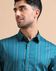 Teal Striped Shirt