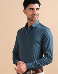 Sapphire Blue Solid Stretch Shirt