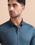 Sapphire Blue Solid Stretch Shirt