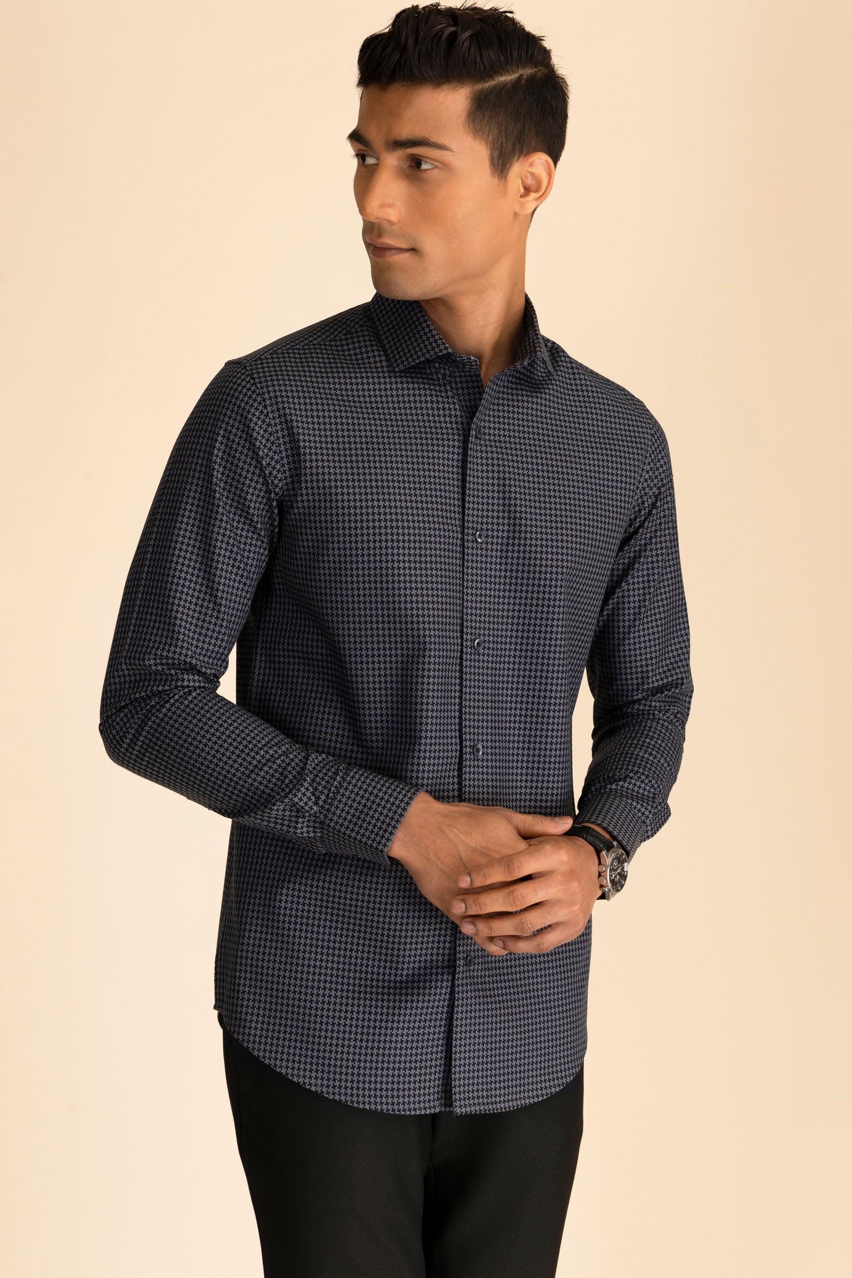 Charcoal Houndstooth Shirt – Kaapus