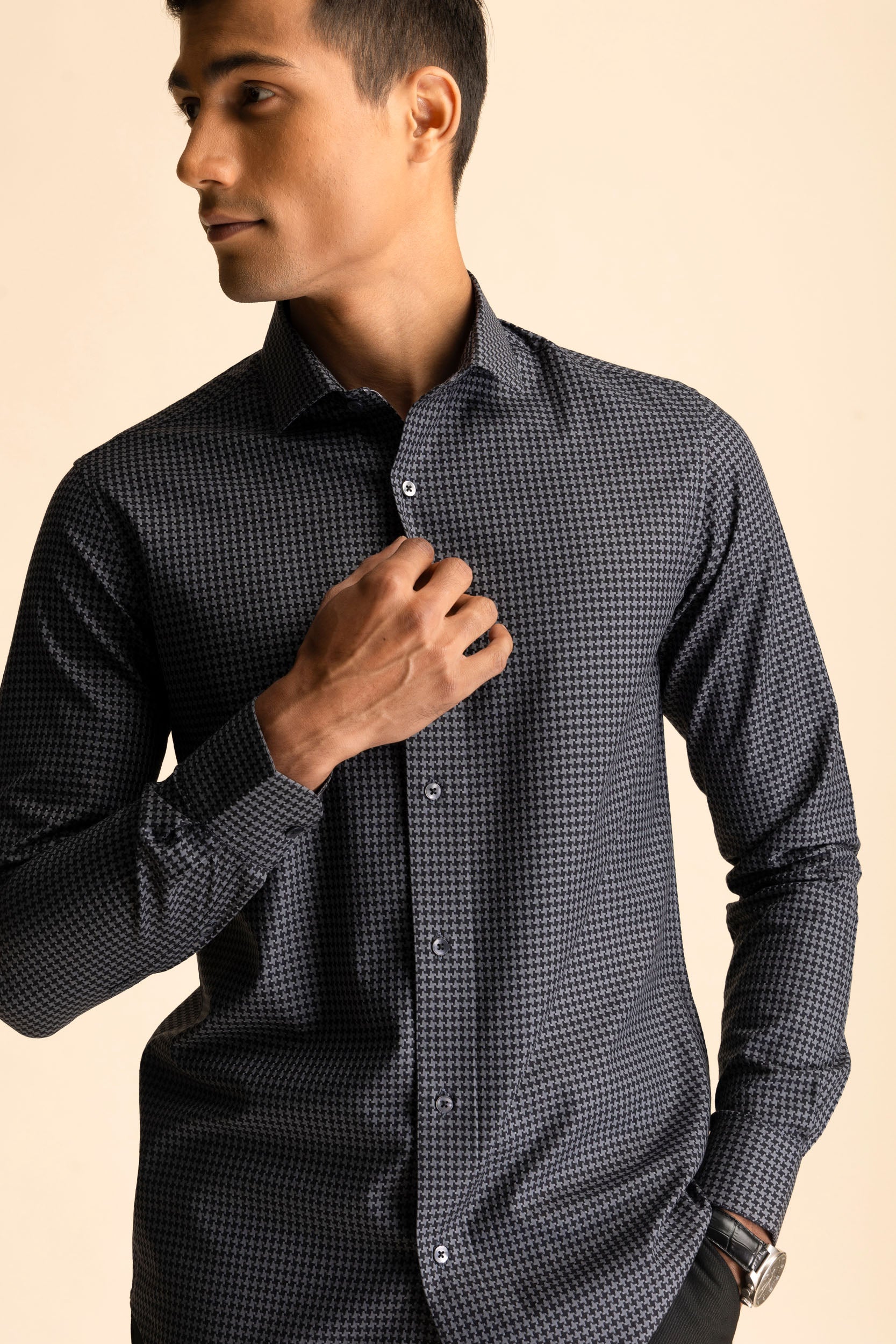 Charcoal Houndstooth Shirt