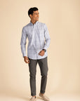 Light Grey Button-Down Check Shirt