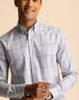 Light Grey Button-Down Check Shirt