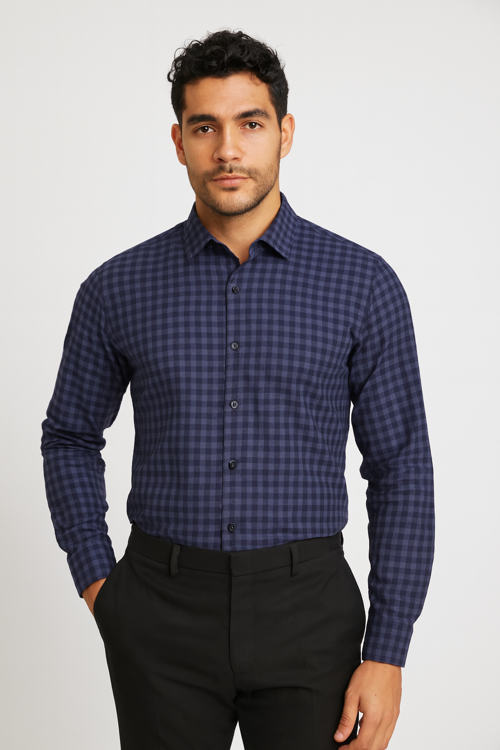 Gingham Navy Formal Shirt