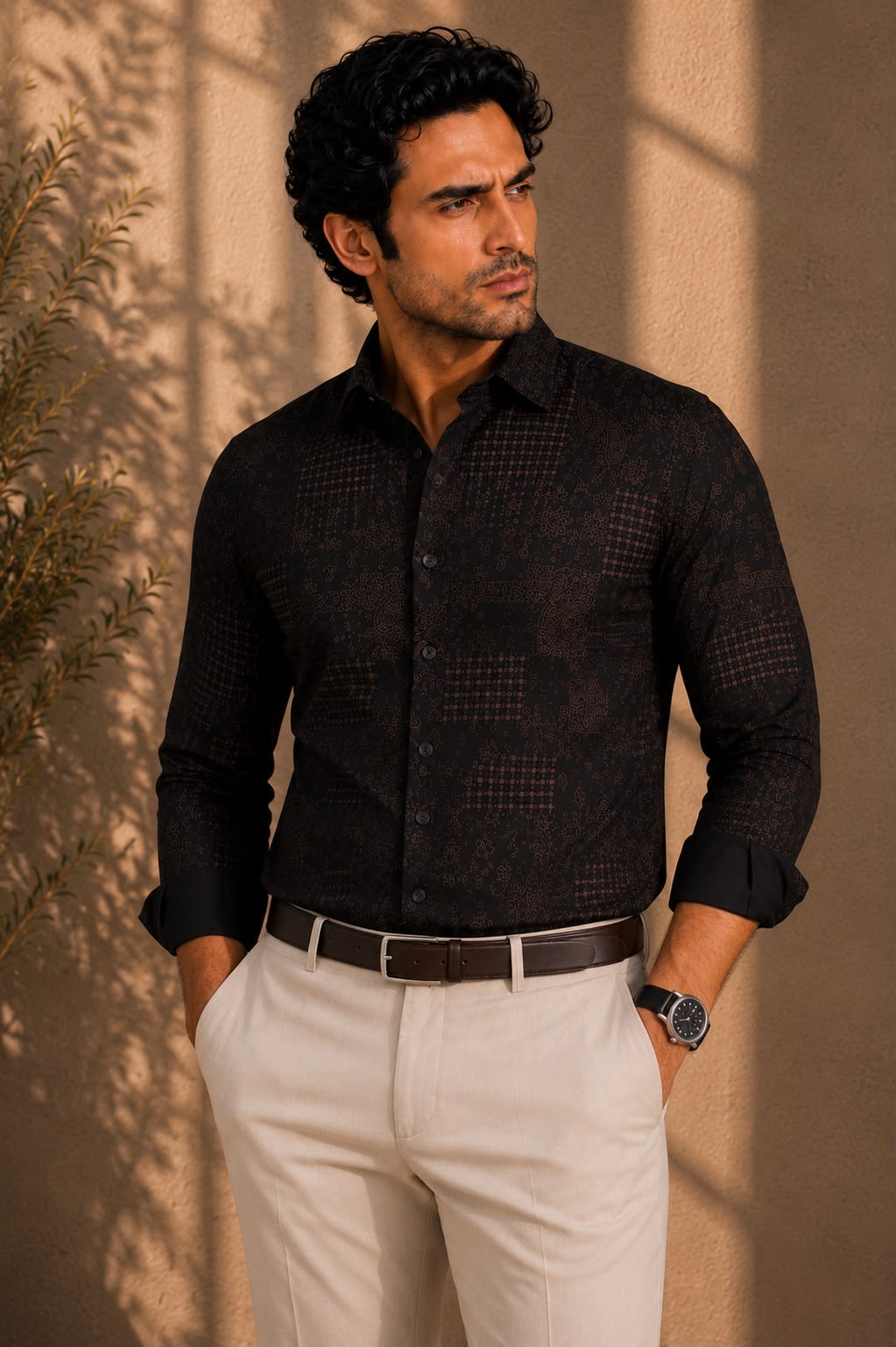 Black Coffee Jacquard Shirt