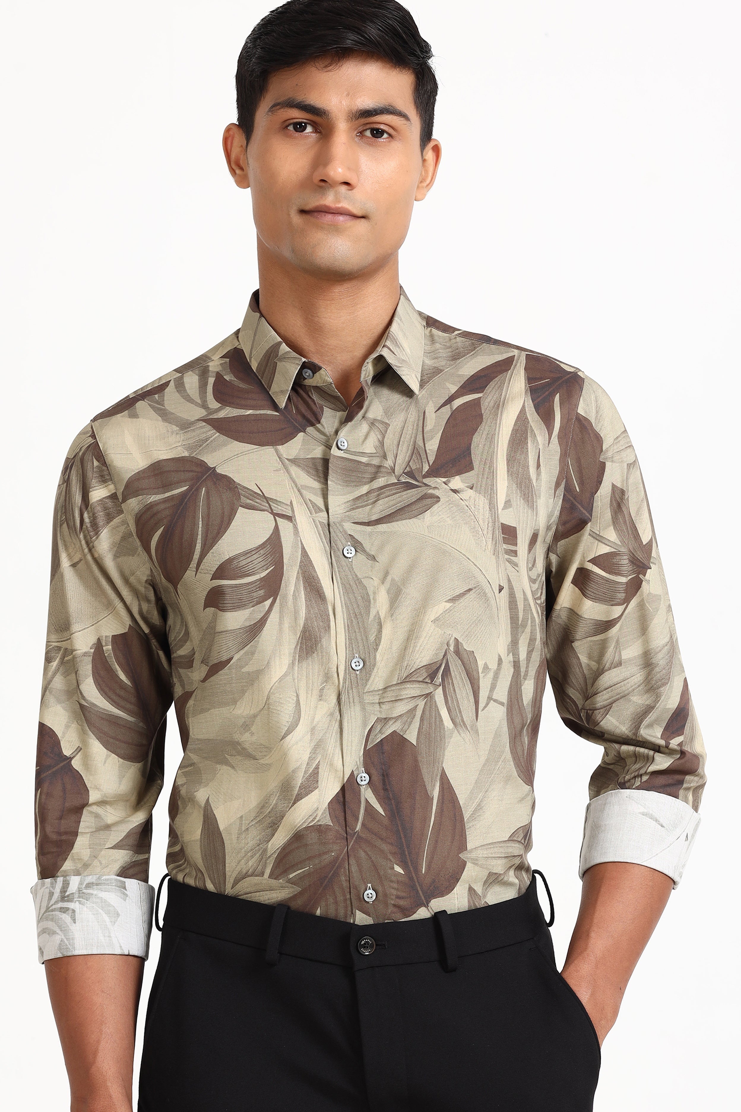 Olive Leaf Print Shirt