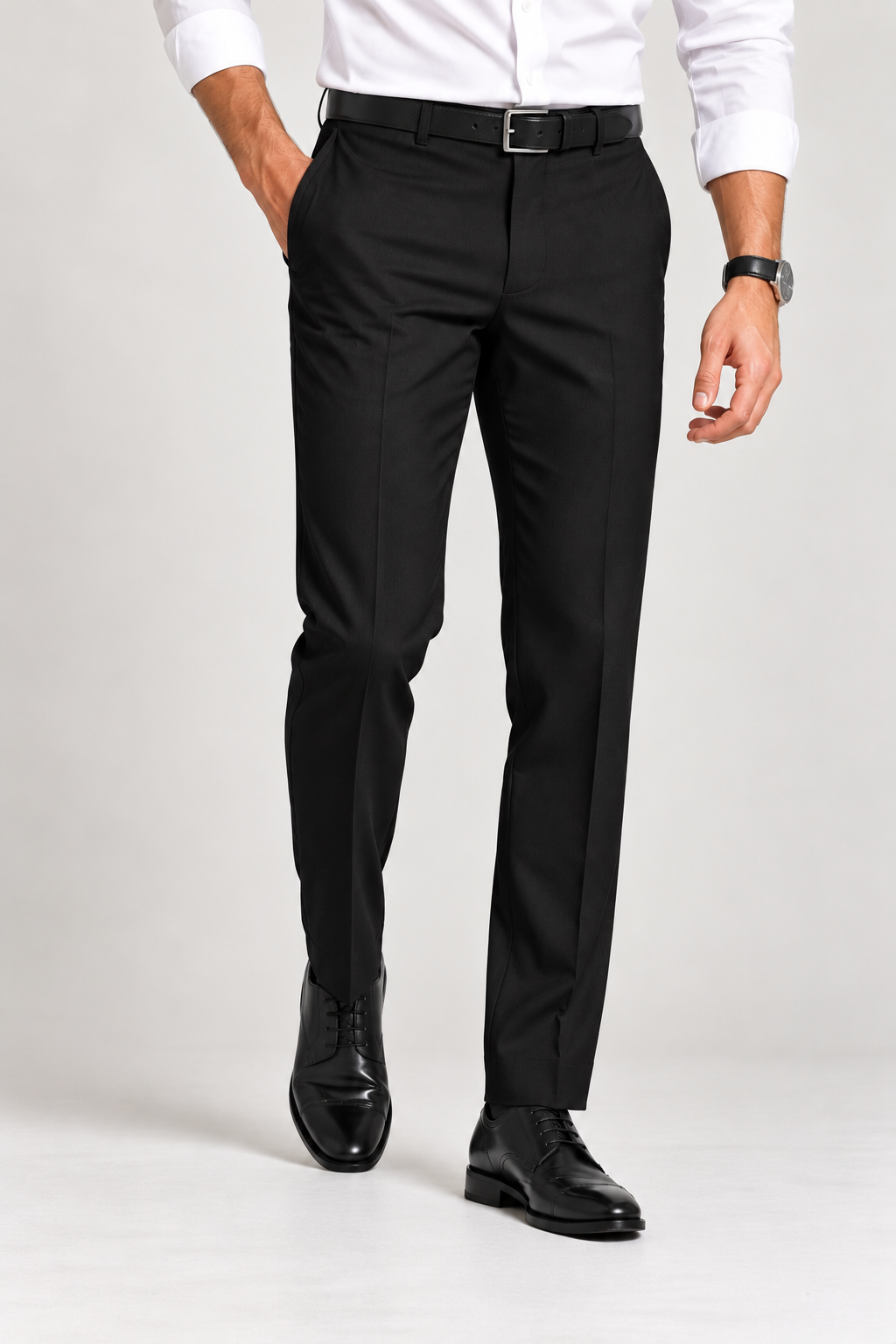 Black woven 4 way stretch  trouser