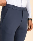 Slate Blue Zipper Pants - 4 way Jet-Setter