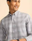 Light Grey Button-Down Check Shirt