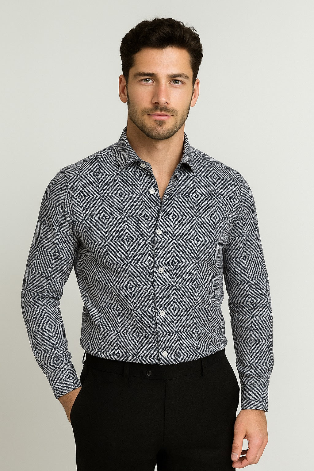 Structured Navy Occassion Shirt