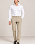 Khaki woven 4 way stretch  trouser