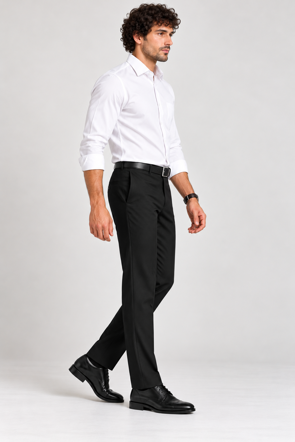 Black woven 4 way stretch  trouser