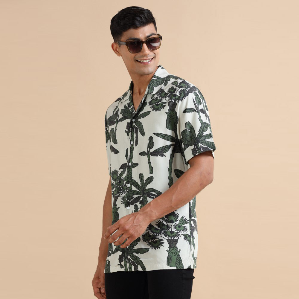 Green Tropical Cuban Print