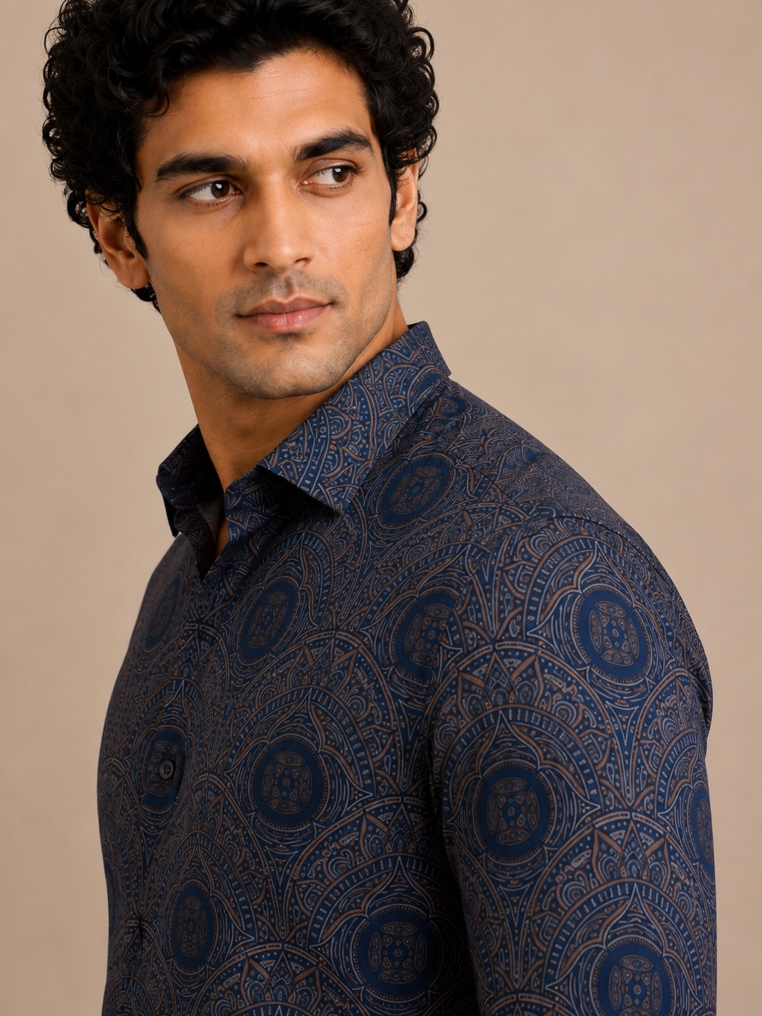 Navy Smart Jaquard Shirt