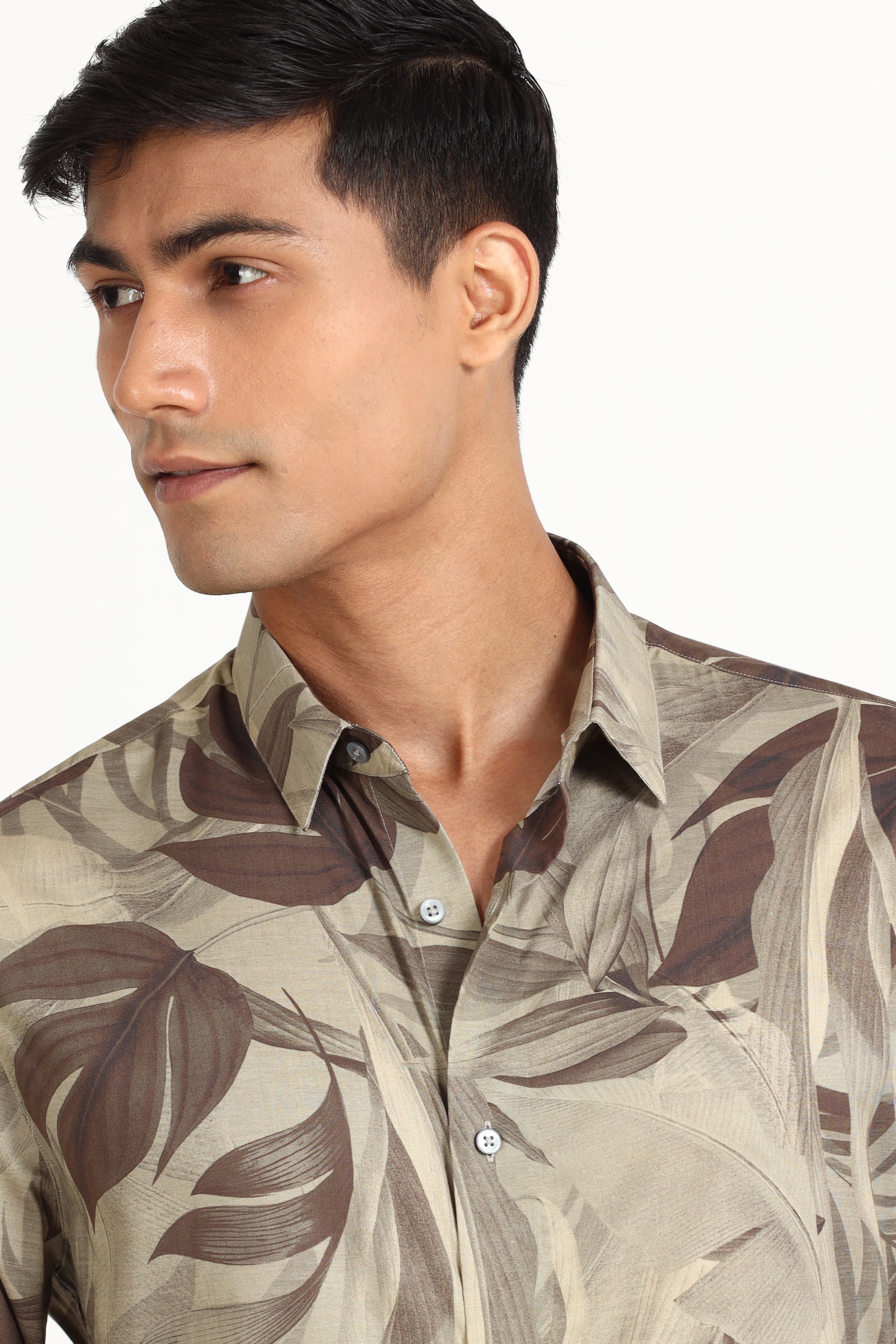 Olive Leaf Print Shirt