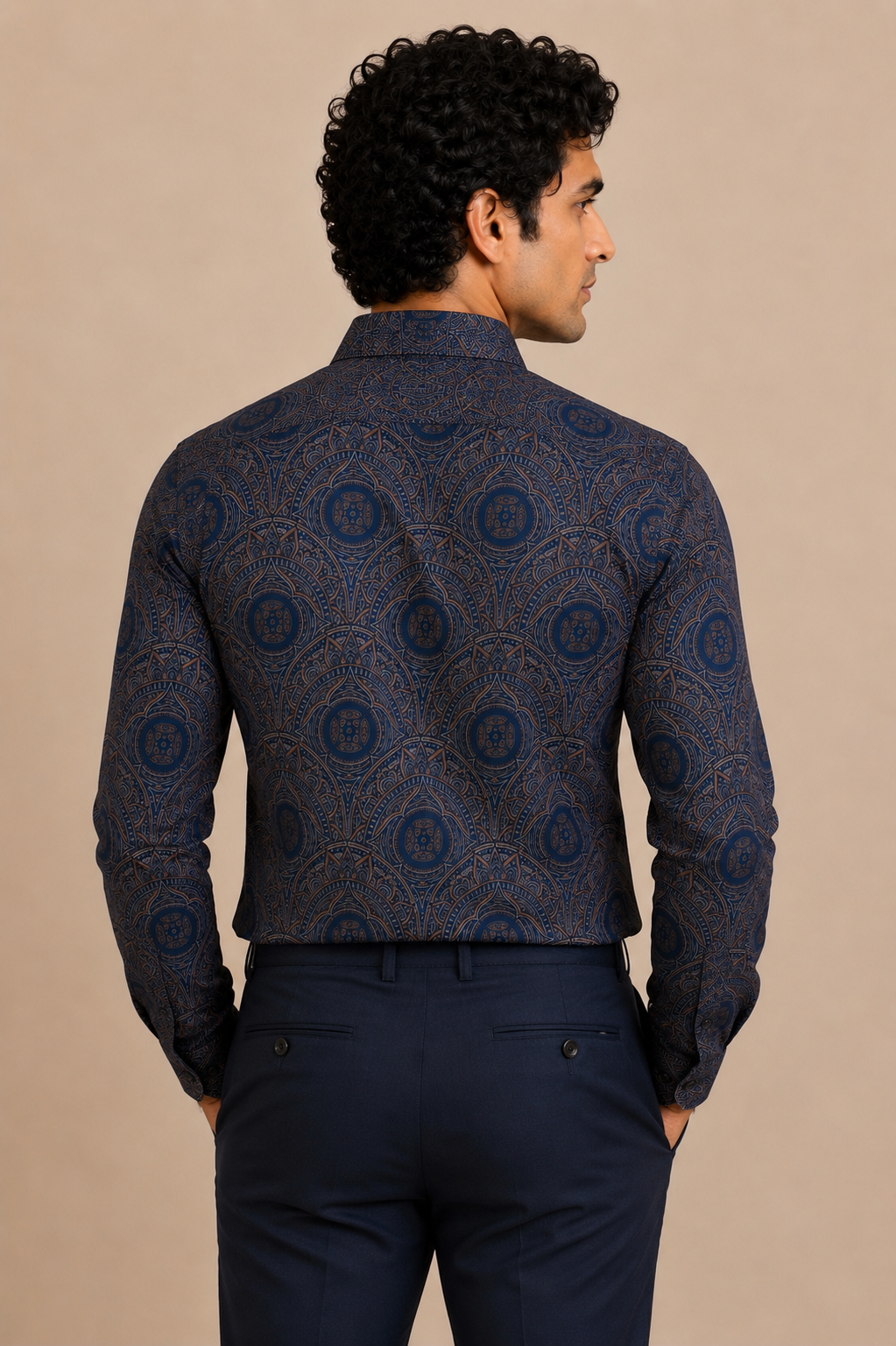 Navy Smart Jaquard Shirt