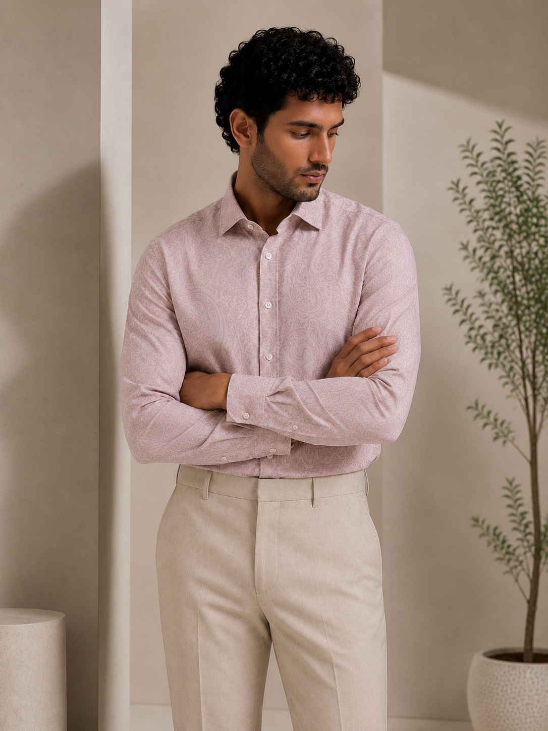 Pink Premium Jacquard Shirt