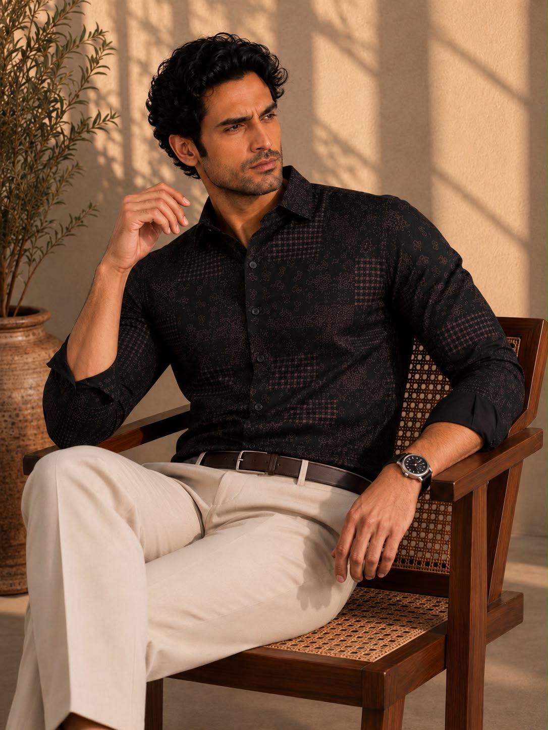 Black Coffee Jacquard Shirt
