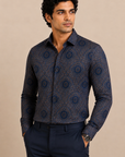 Navy Smart Jaquard Shirt