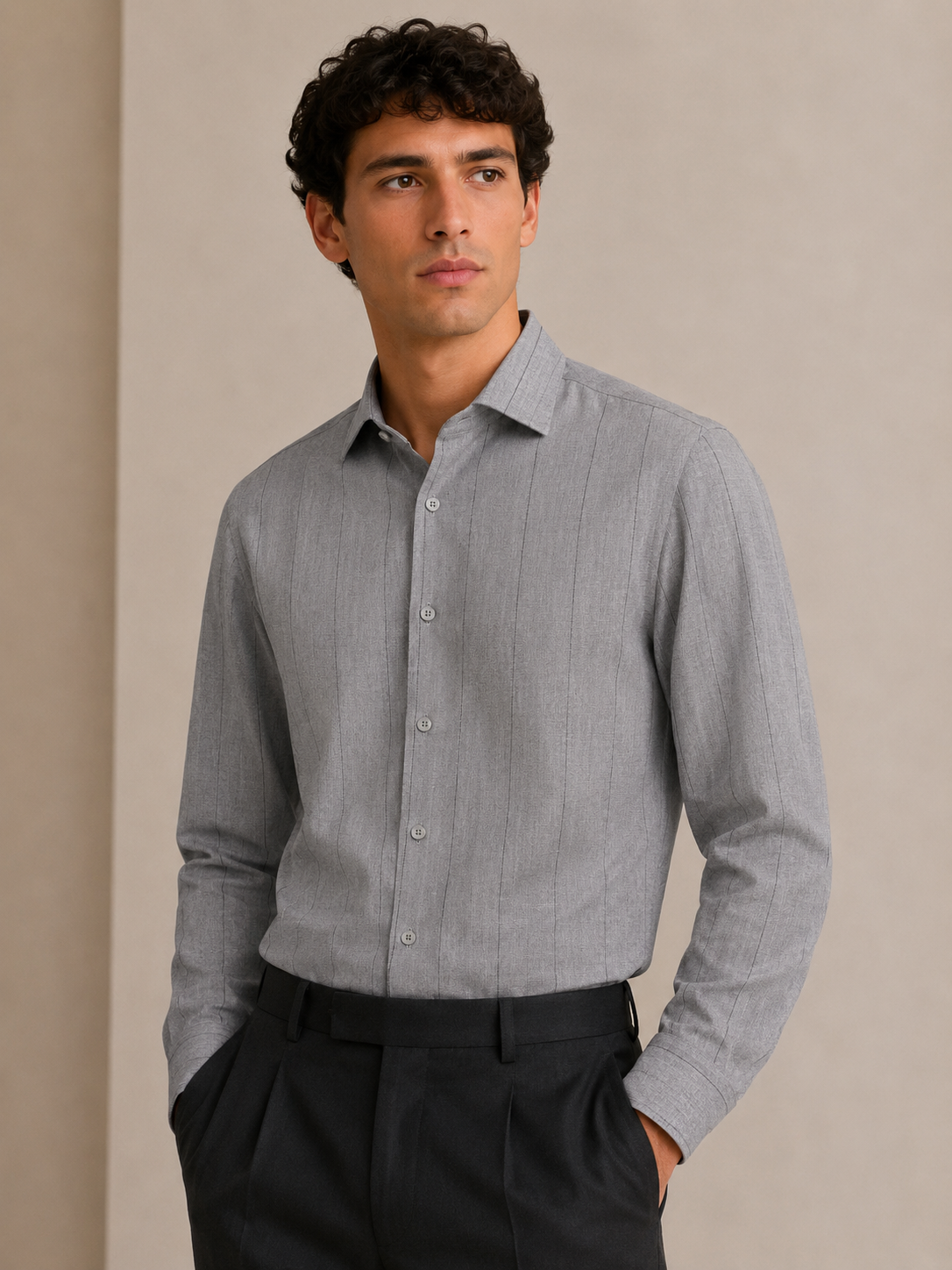 Grey Luxe Stripe Shirt