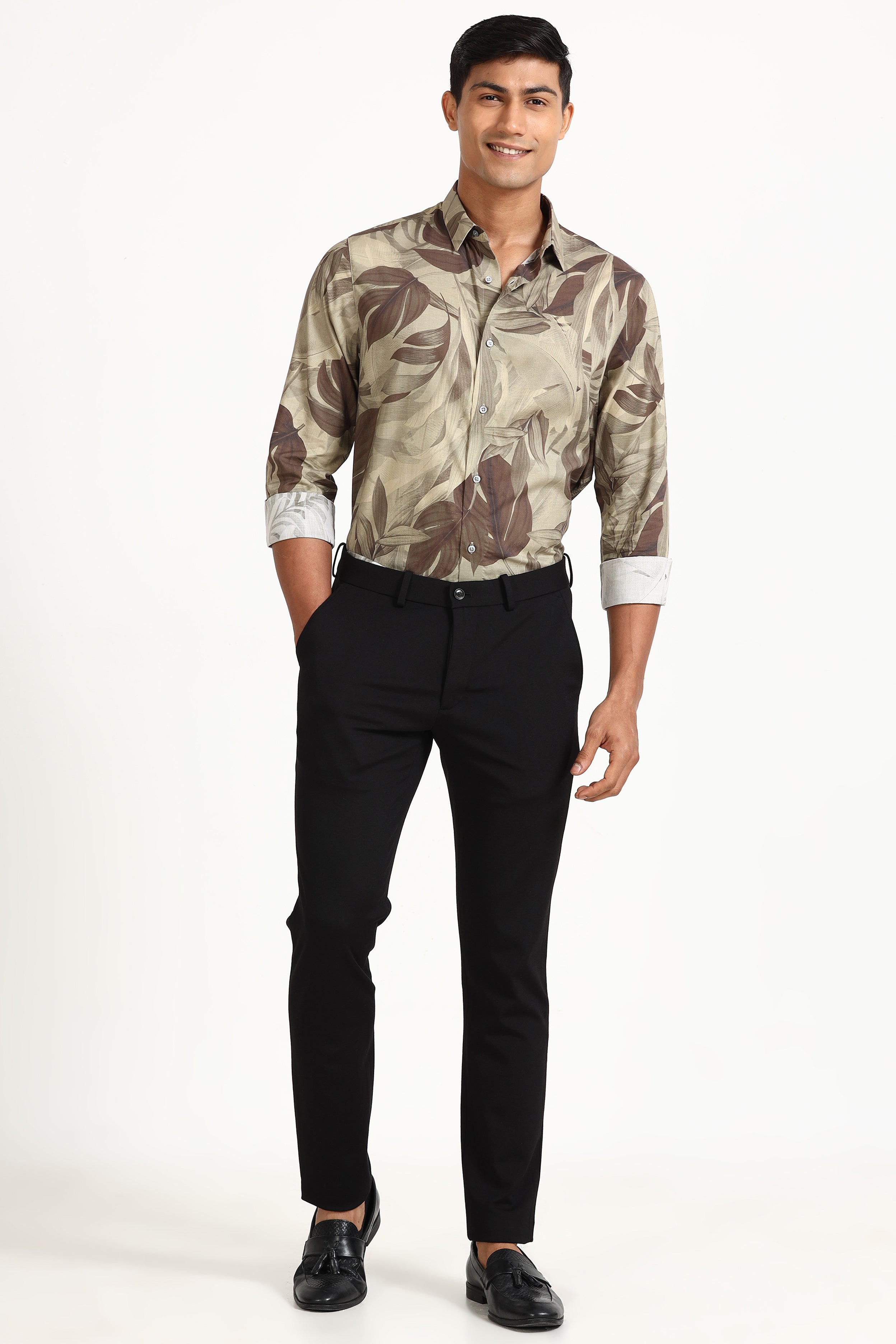 Olive Leaf Print Shirt