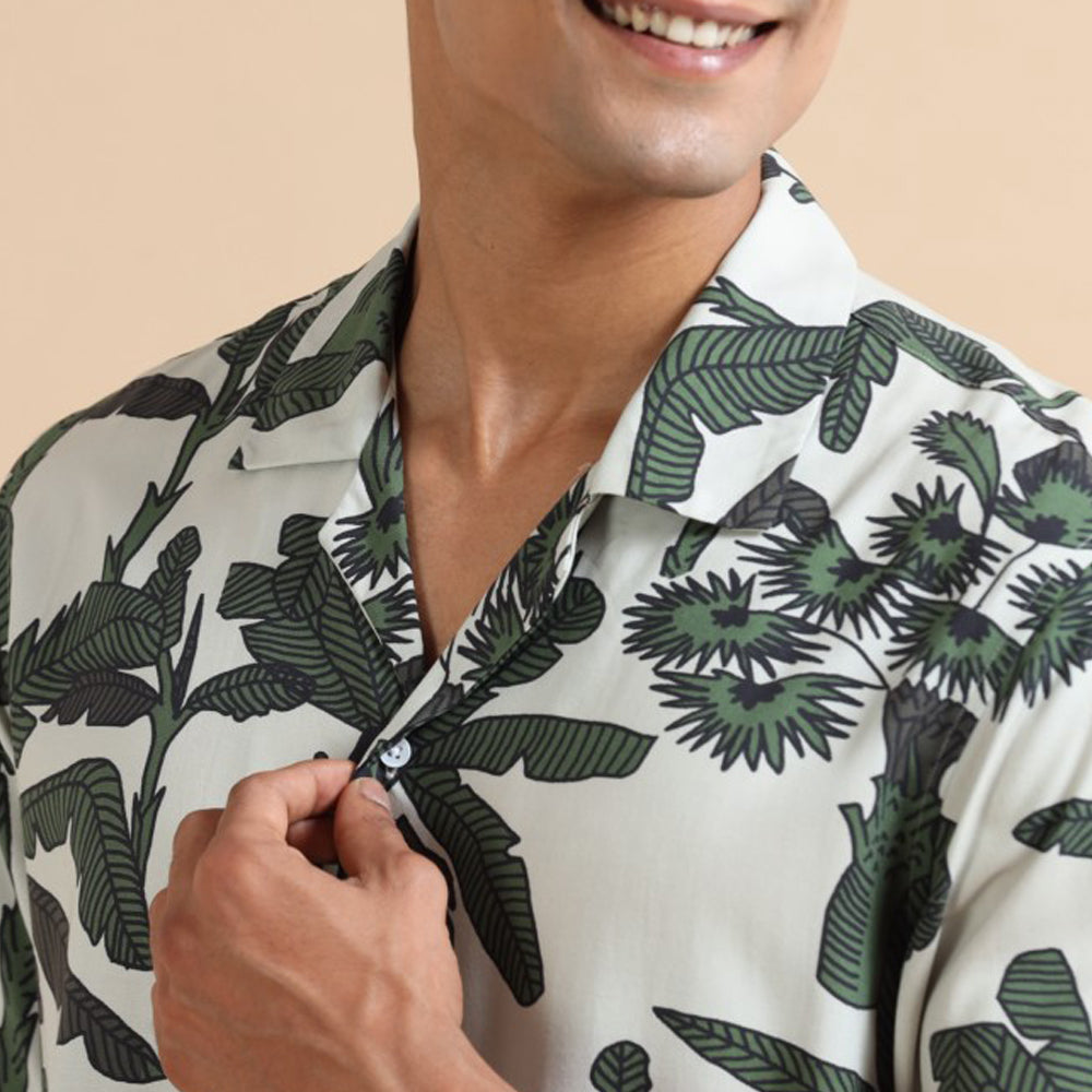 Green Tropical Cuban Print