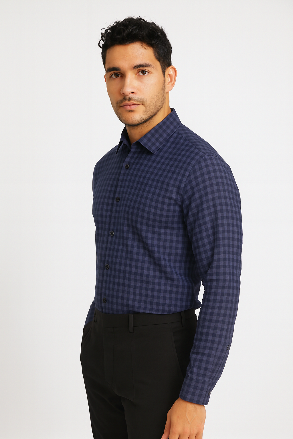 Gingham Navy Formal Shirt