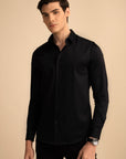 Black Stretch Satin Shirt