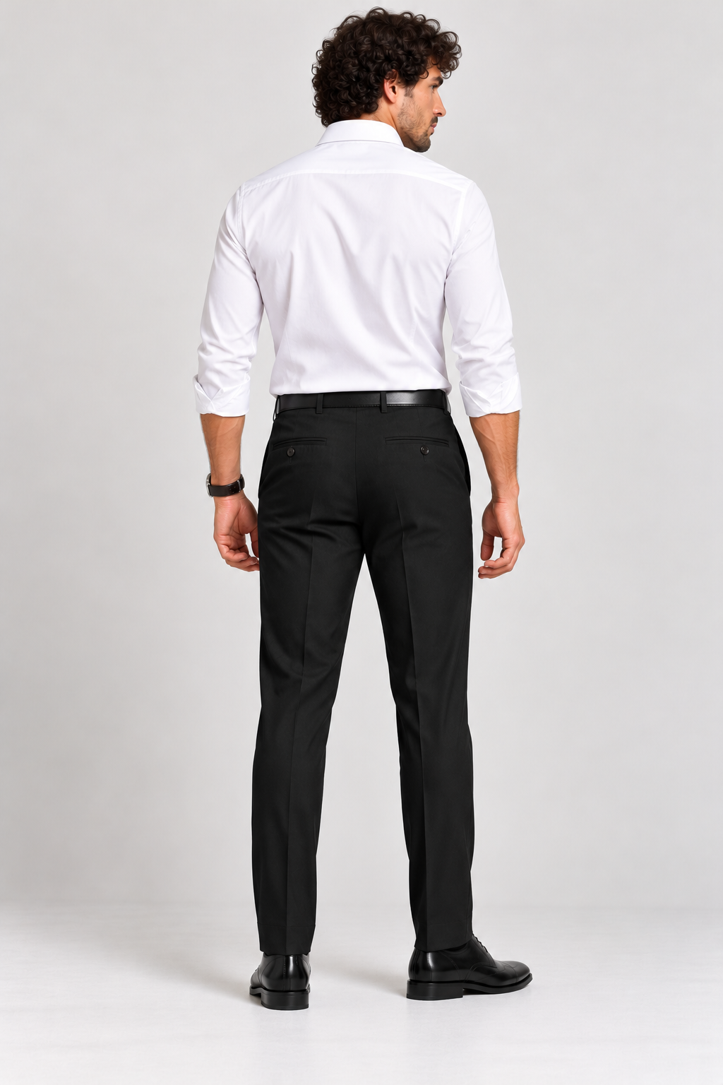 Black woven 4 way stretch  trouser