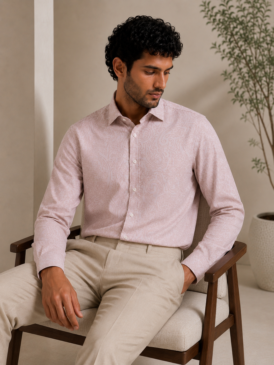 Pink Premium Jacquard Shirt