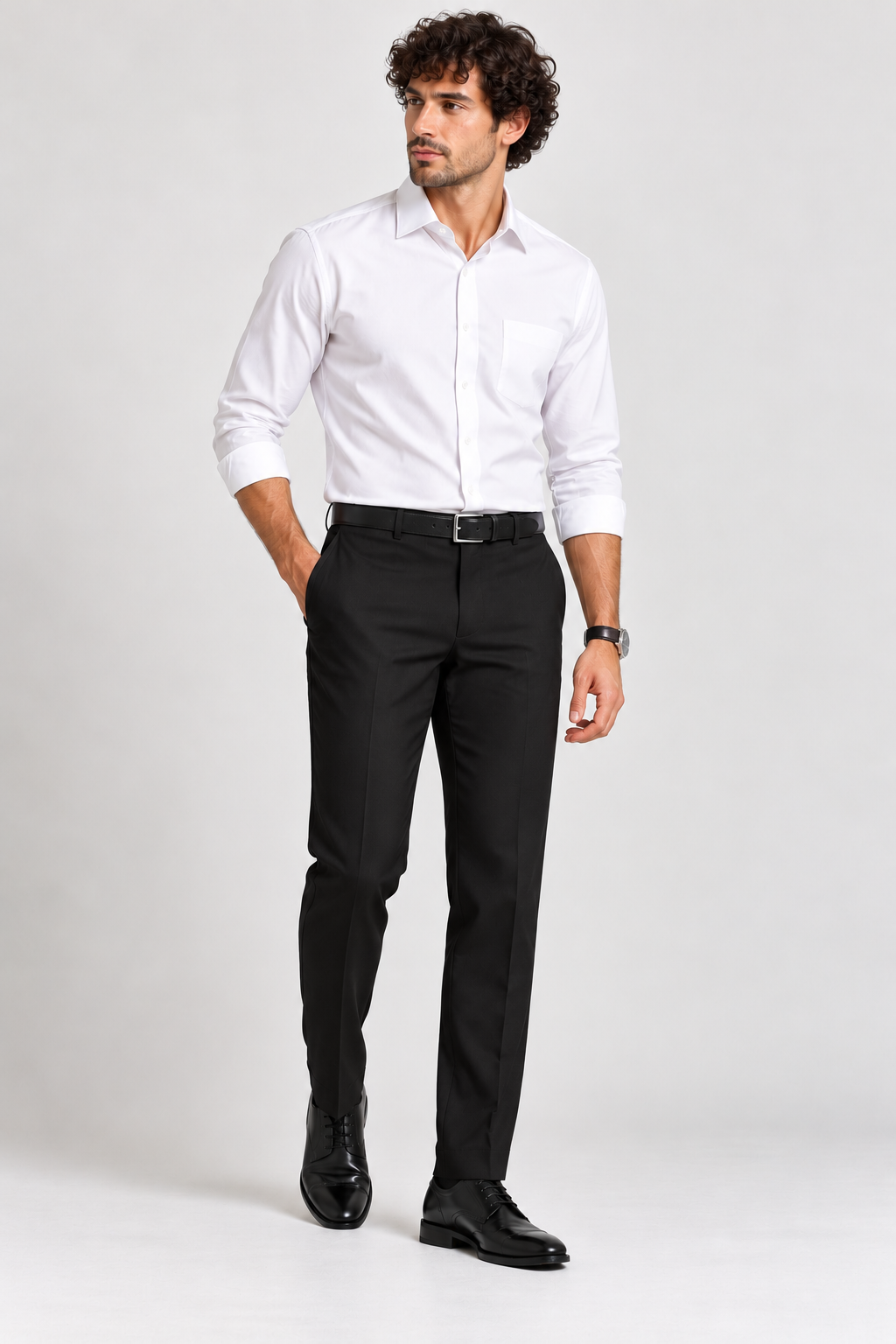 Black woven 4 way stretch  trouser