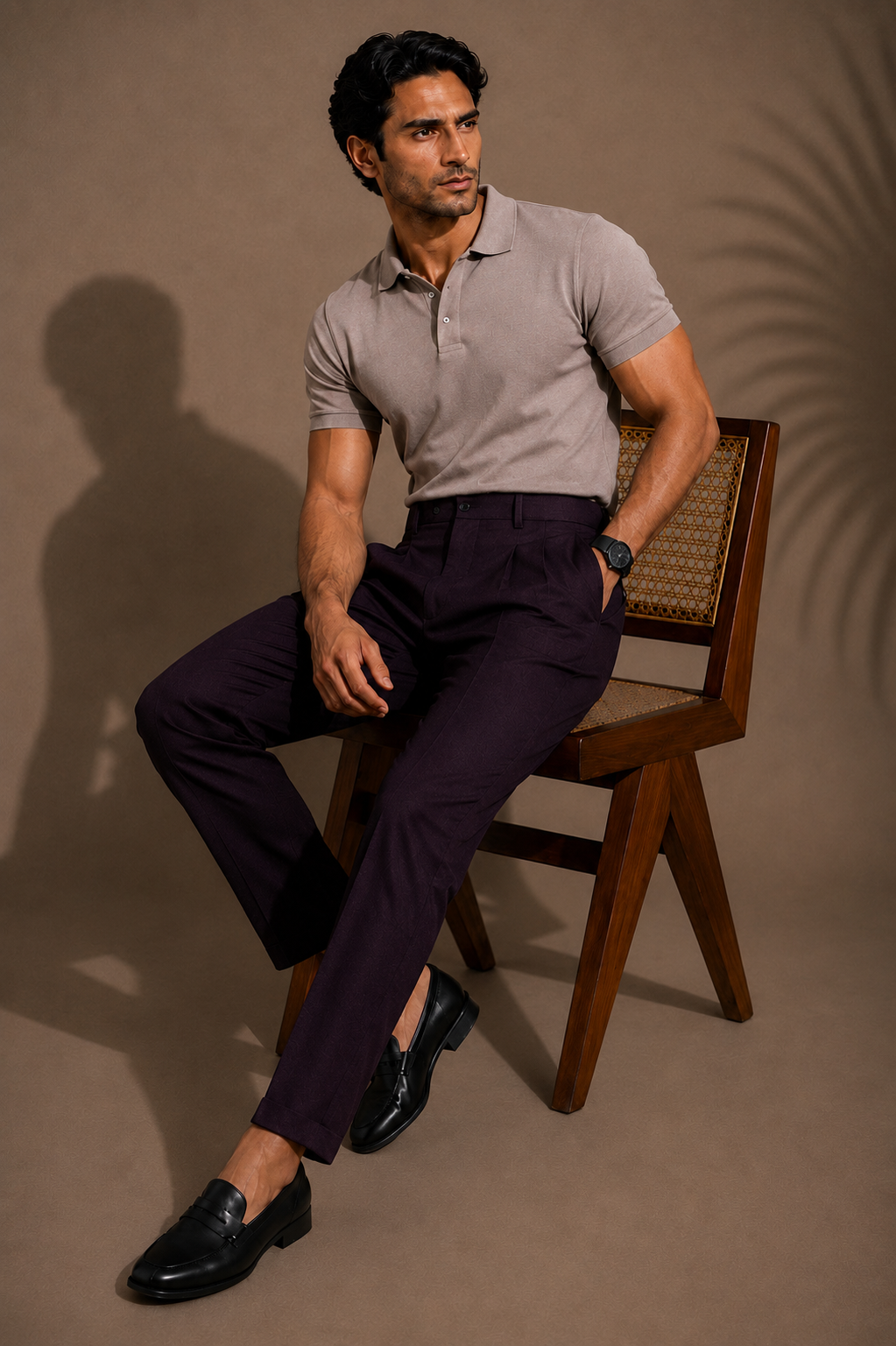 Dark Plum Pleated Trouser