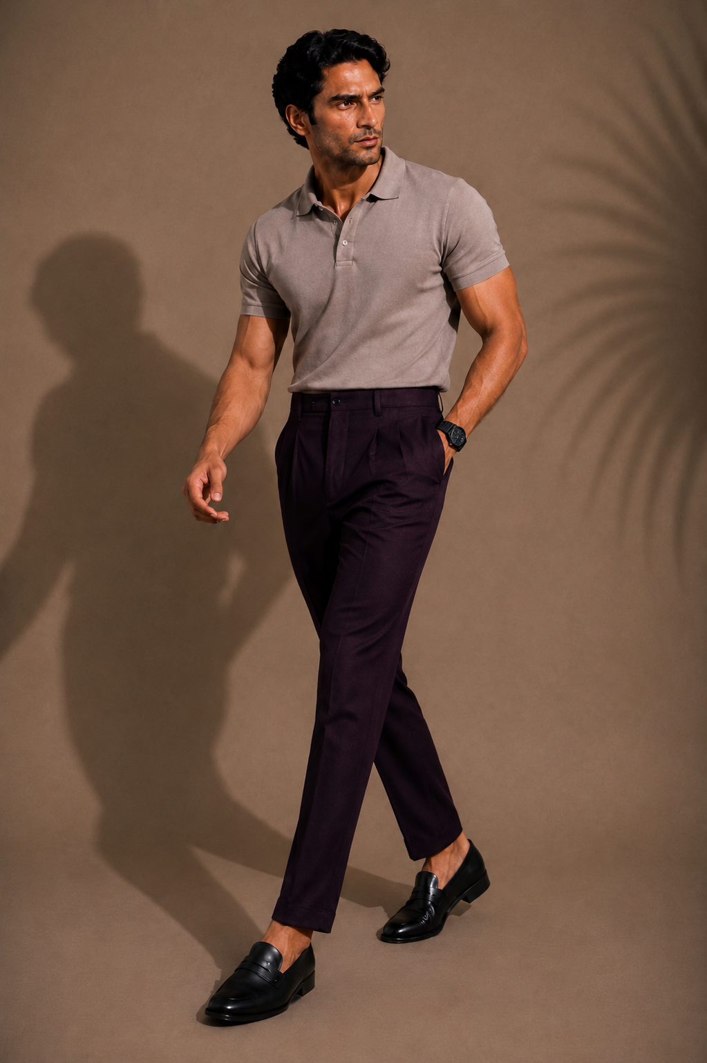 Dark Plum Pleated Trouser