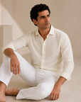 Cream Linen Casual Shirt