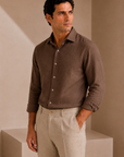 Brown Linen Casual Shirt