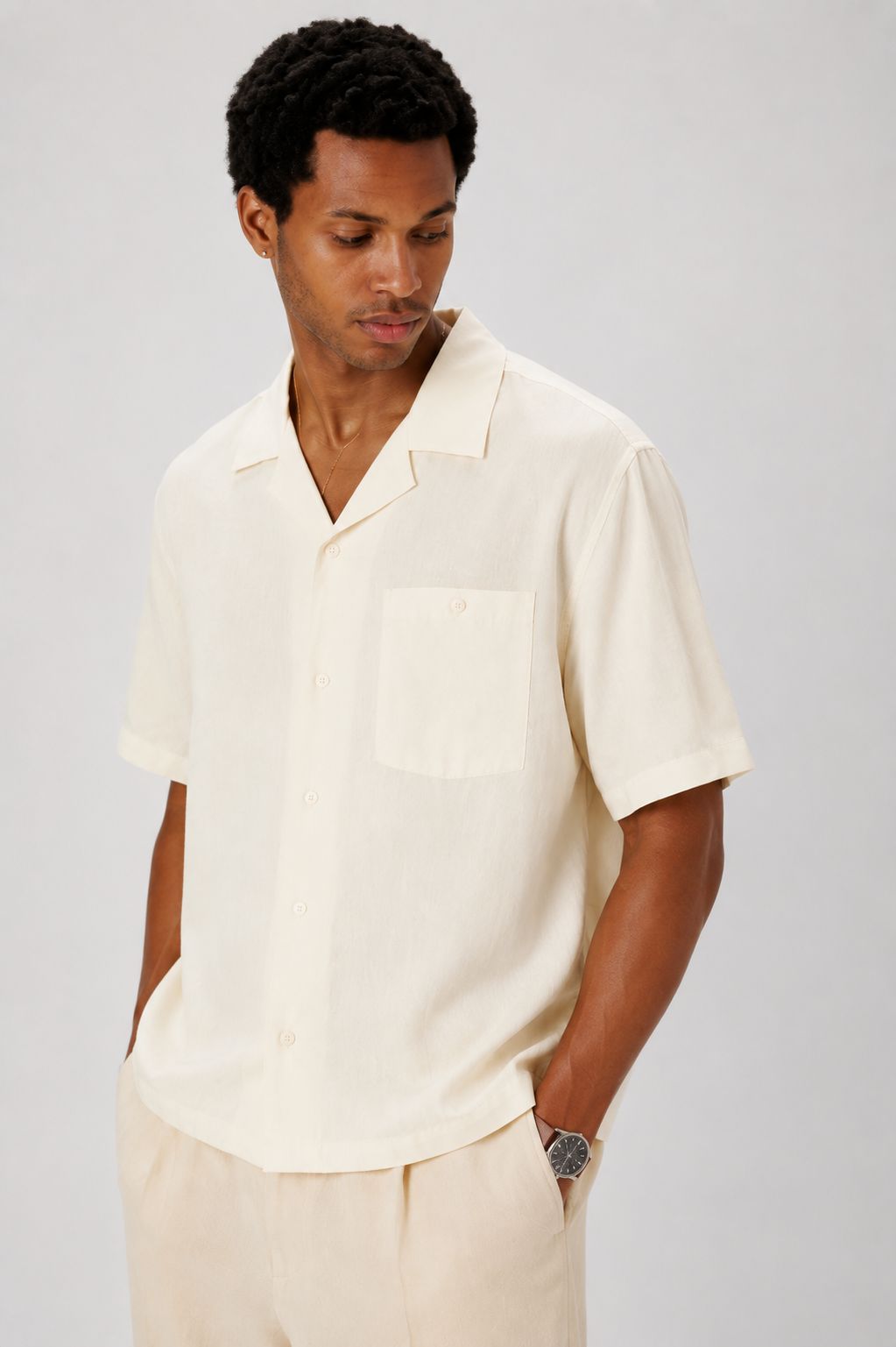 Ivory Holiday Linen Casual Shirt