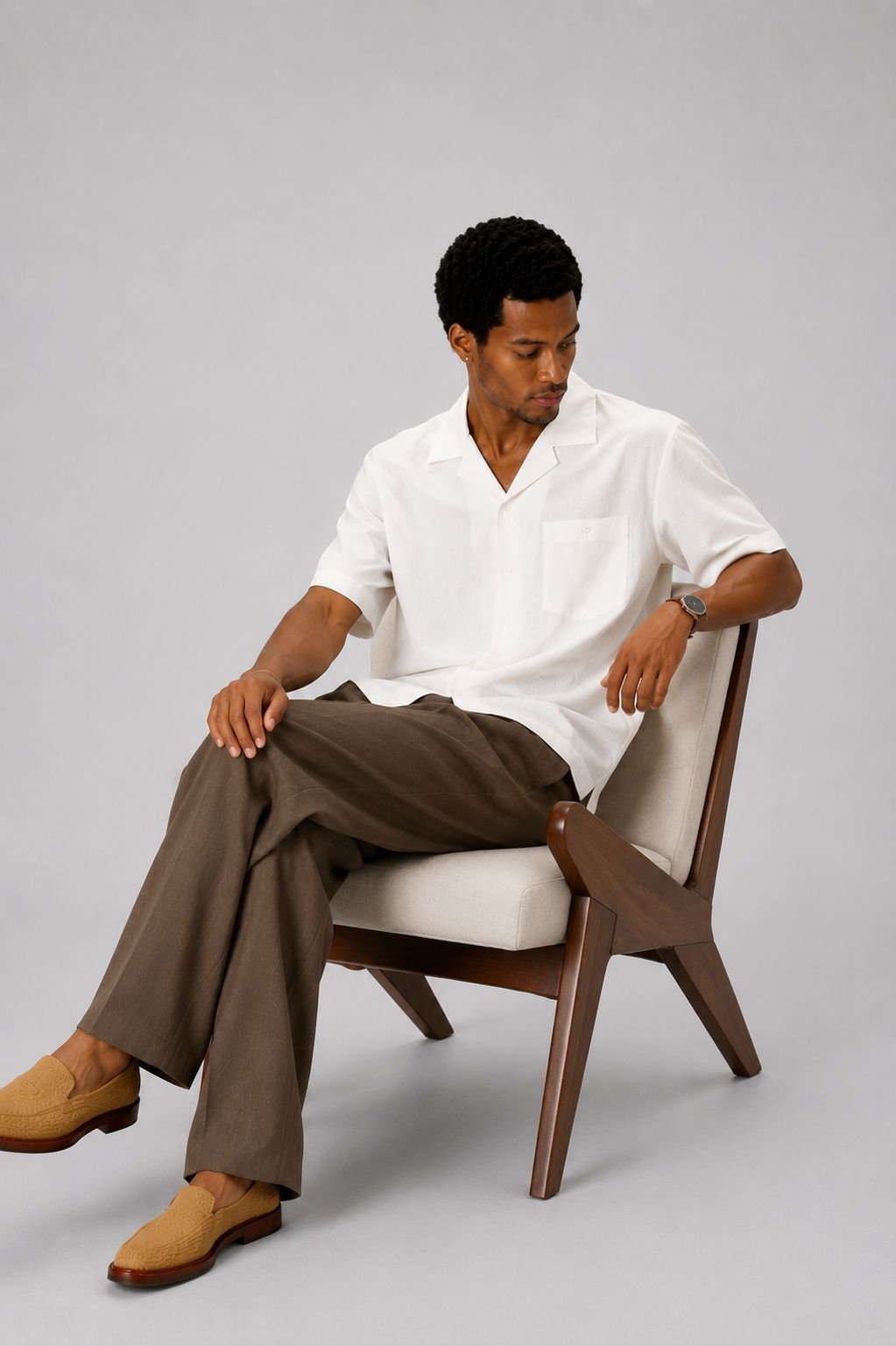 White Holiday Linen Casual Shirt
