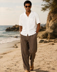 White Holiday Linen Casual Shirt