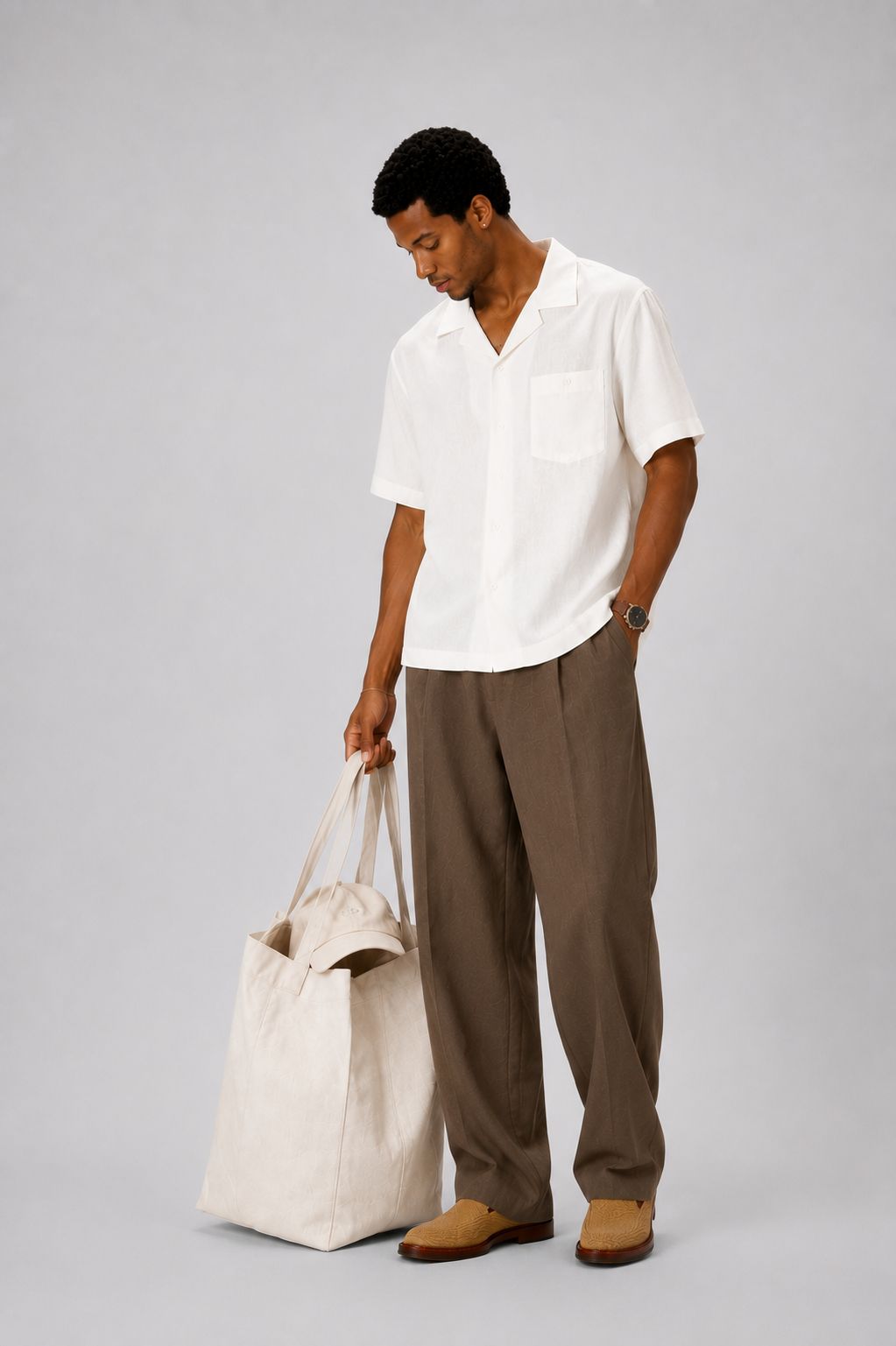 White Holiday Linen Casual Shirt