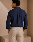 Navy Linen Casual Shirt