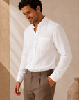 White Linen Button Down Shirt