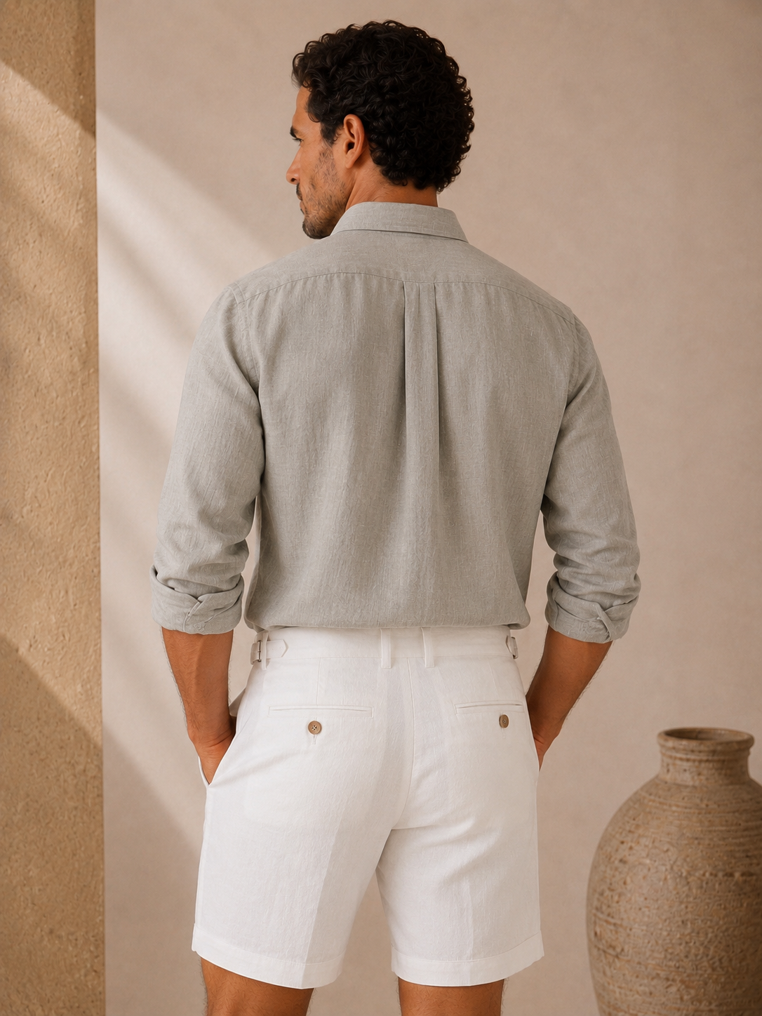 Pumice Khaki Linen Button Down Shirt